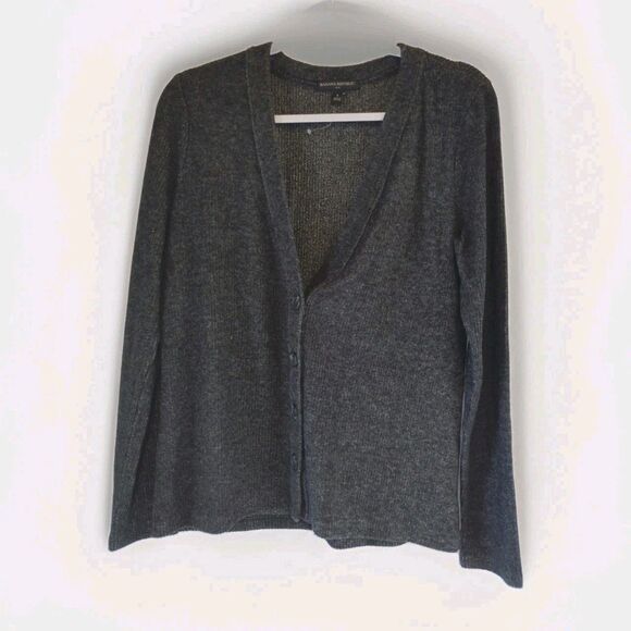 Banana Republic Womens Ribbed Cardigan Sweater Gray Size S Lightweight Lounge - Picture 1 of 7